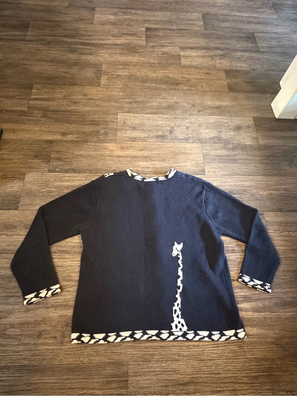 Vintage 90s Woman’s Terazzo Black Abstract Giraffe Cardigan Size Small - Picture 8 of 8